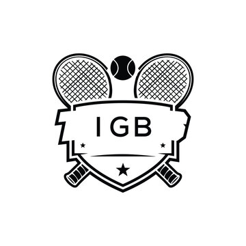 IGB Tennis Company logo. IGB Racket and Ball logo design for entrepreneur and business. IGB Athletic Branding best icon.
