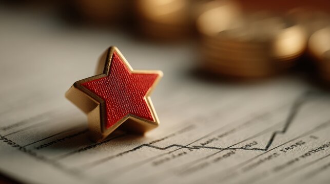 Red star on document representing business achievement icon concept signifying success and recognition in work