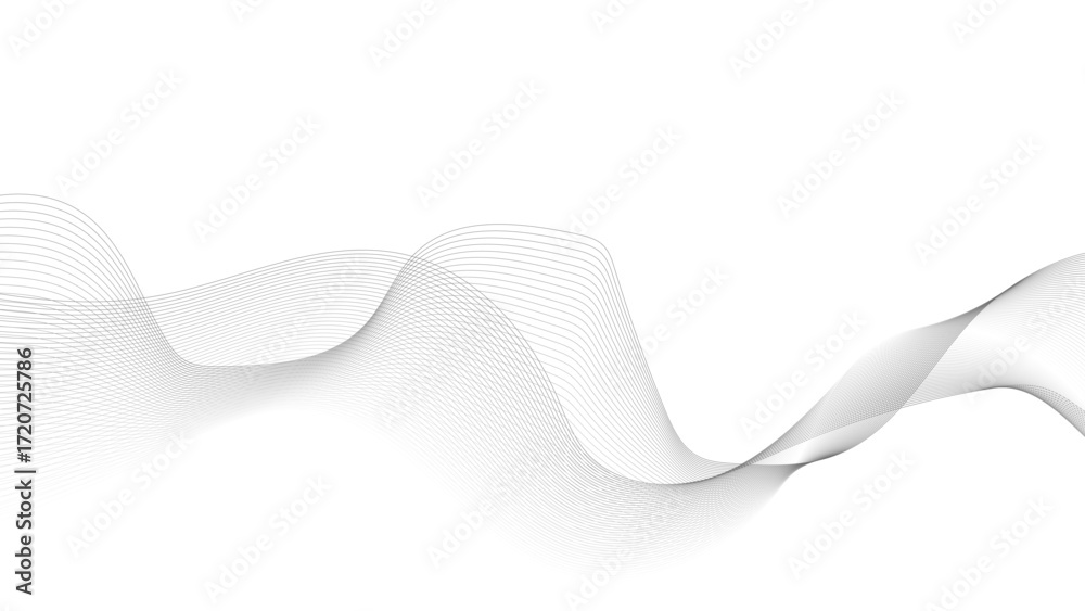 Wall mural abstract vector background with black wavy lines. abstract smooth wave on a white background. stock 