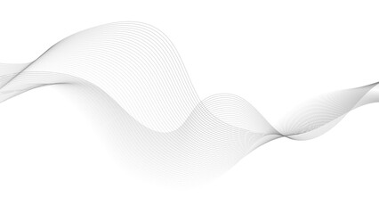 Abstract smooth wave on a white background. Stock vector illustration. Abstract vector background with black wavy lines. Fluid vector shaped background.