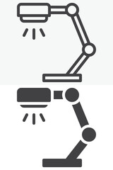 Reading lamp vector icon set in outline and solid style