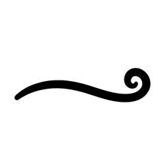 Curved black line with spiral end in minimalist design  