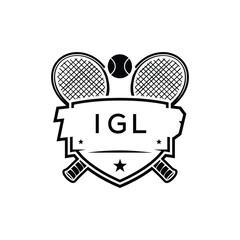 IGL Tennis Company logo. IGL Racket and Ball logo design for entrepreneur and business. IGL Athletic Branding best icon.
