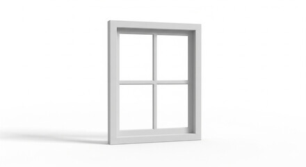 White modern window frame with four panes, isolated on a clean transparent background.