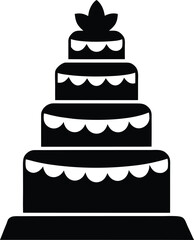 Wedding Cake Silhouette Vector Art Illustration