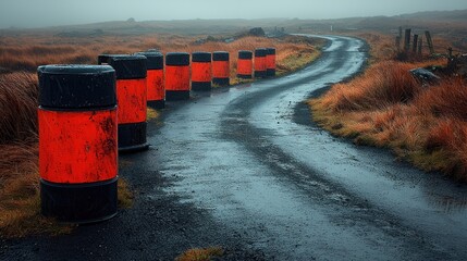 Winding country road with mailboxes
