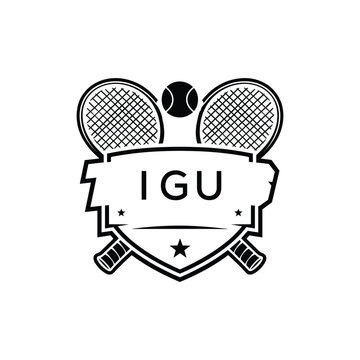 IGU Tennis Company logo. IGU Racket and Ball logo design for entrepreneur and business. IGU Athletic Branding best icon.
