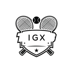 IGX Tennis Company logo. IGX Racket and Ball logo design for entrepreneur and business. IGX Athletic Branding best icon.
