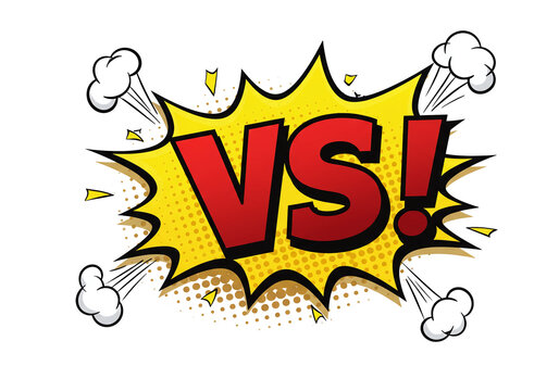 Versus concept illustration with pop art style VS text and explosion cloud Transparent Background