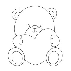 Cute Bear Hugging a Heart Doodle