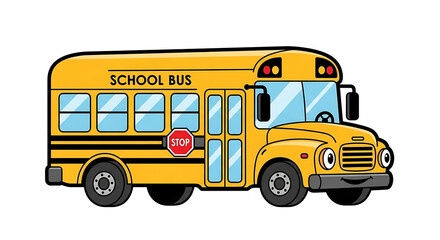 School bus graphic illustration The classic yellow vehicle for education and student transportation