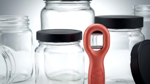 様々な蓋の瓶：スタイリッシュな商品写真撮影