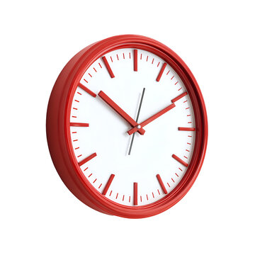 Red wall clock, modern design