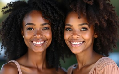 Portrait of two beautiful multiethnic women. High quality