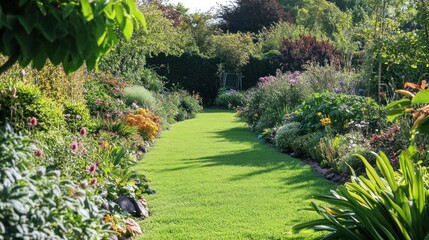 Serene Garden Path: A Summer's Day in Bloom