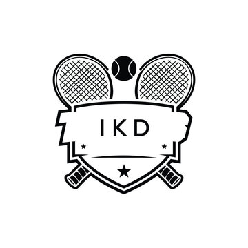 IKD Tennis Company logo. IKD Racket and Ball logo design for entrepreneur and business. IKD Athletic Branding best icon.
