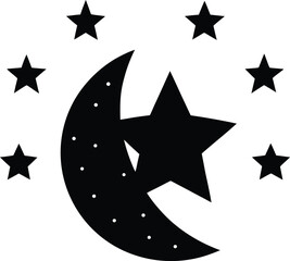 Stars For Night Symbol Silhouette Vector Art Illustration
