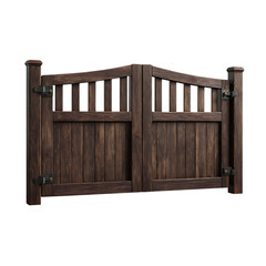 Rustic wooden estate gates isolated on transparent background