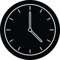 Wall Clock Silhouette Vector Art Illustration