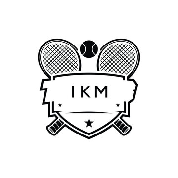 IKM Tennis Company logo. IKM Racket and Ball logo design for entrepreneur and business. IKM Athletic Branding best icon.
