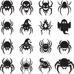 Spooky Spider Silhouettes for Halloween: A collection of eerie and menacing spider silhouettes, perfect for Halloween-themed designs, decorations, and spooky creative projects.