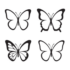Colorful butterfly vector set with various insect illustrations and decorative floral patterns