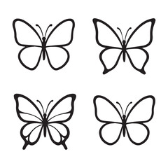Colorful butterfly vector set with various insect illustrations and decorative floral patterns