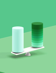 Fototapeta premium tube graph comparing on balance scale