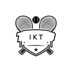 IKT Tennis Company logo. IKT Racket and Ball logo design for entrepreneur and business. IKT Athletic Branding best icon.
