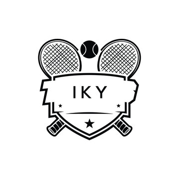 IKY Tennis Company logo. IKY Racket and Ball logo design for entrepreneur and business. IKY Athletic Branding best icon.
