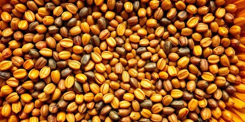 Fototapeta premium A close-up of numerous sunflower seeds forming a textured background, shells, abstract