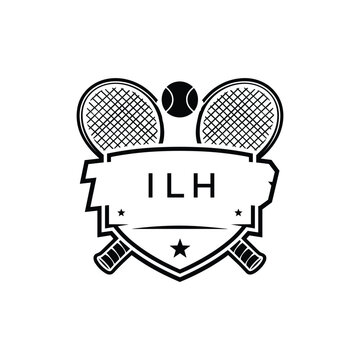 ILH Tennis Company logo. ILH Racket and Ball logo design for entrepreneur and business. ILH Athletic Branding best icon.
