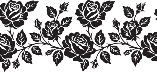 Floral Symphony: Elegant floral border design. A seamless floral border design.