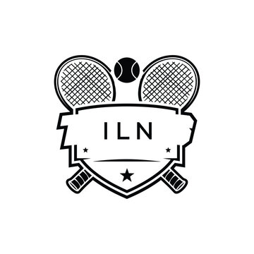ILN Tennis Company logo. ILN Racket and Ball logo design for entrepreneur and business. ILN Athletic Branding best icon.
