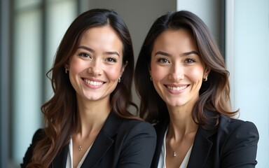 Portrait of two mature professional women, poised and confident. High quality