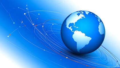 Fototapeta premium Globe in swirling blue lines