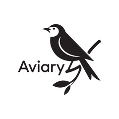 Bird Silhouette Logo with Text Aviary