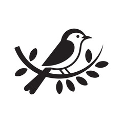 Minimalist Bird Logo Design on Tree Branch