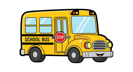 Vector graphic of an American school bus, a symbol of public education, student commute, and childhood learning experiences