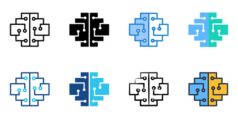 Artificial intelligence icon set multiple style collection 
