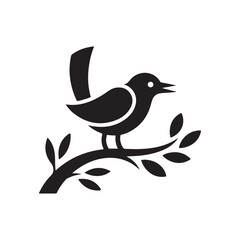 Minimalist Bird Logo Design on Tree Branch
