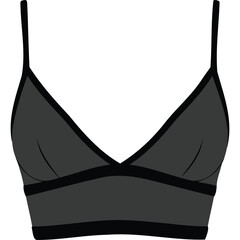 Black Triangle Bralette Fashion Illustration lingerie underwear clothing apparel design vector graphic template pattern