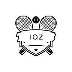 IQZ Tennis Company logo. IQZ Racket and Ball logo design for entrepreneur and business. IQZ Athletic Branding best icon.
