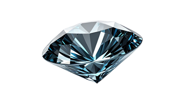 3D rendered,faceted diamond,  blue-gray hue