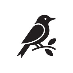 Nature-Inspired Bird Icon with Branch and Leaves