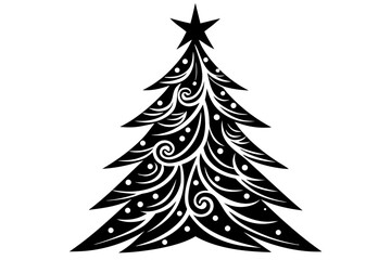 Vector art of christmas tree with star for decoration design