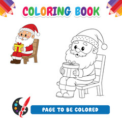 Coloring book for kids santa claus vector