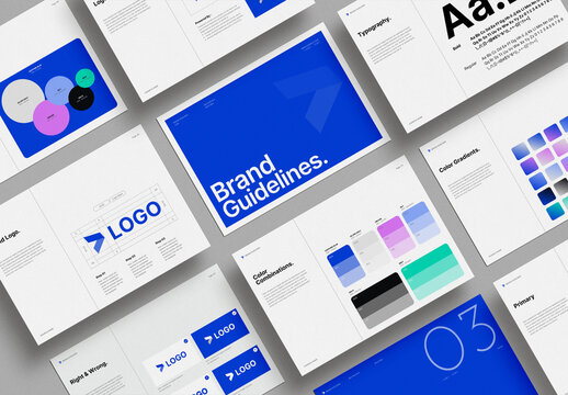 Brand Guidelines Landscape Layoutin Blue Colors