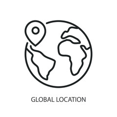 Global location thin line vector icons.