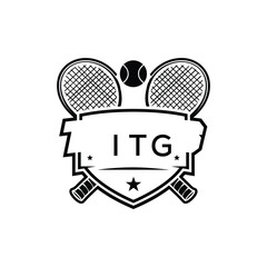 ITG Tennis Company logo. ITG Racket and Ball logo design for entrepreneur and business. ITG Athletic Branding best icon.
